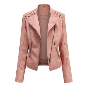 Women's Studded Faux Leather Jacket — View 11