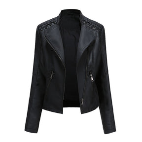 Women's Studded Faux Leather Jacket — View 6