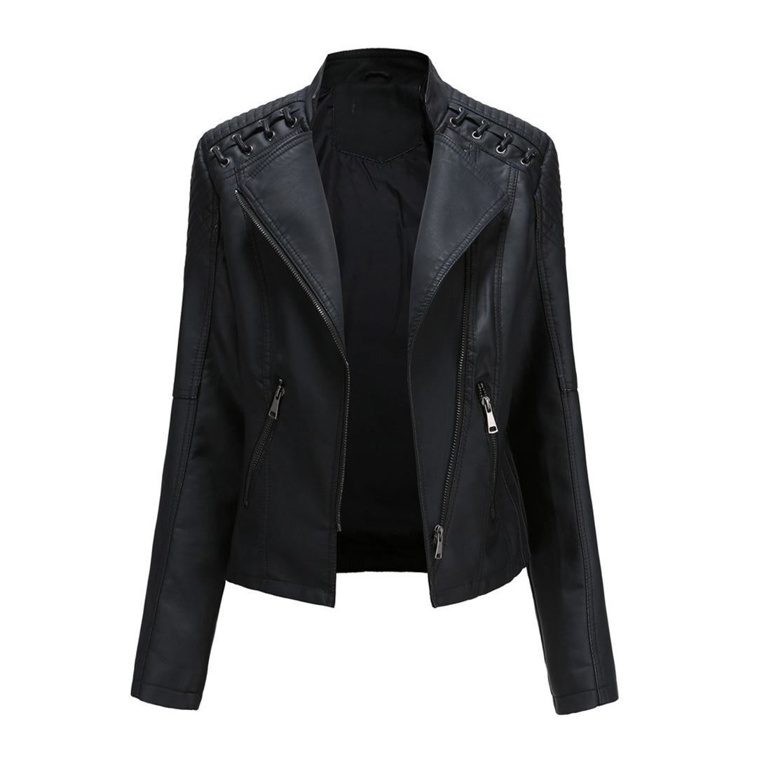 Women's Studded Faux Leather Jacket — View 9