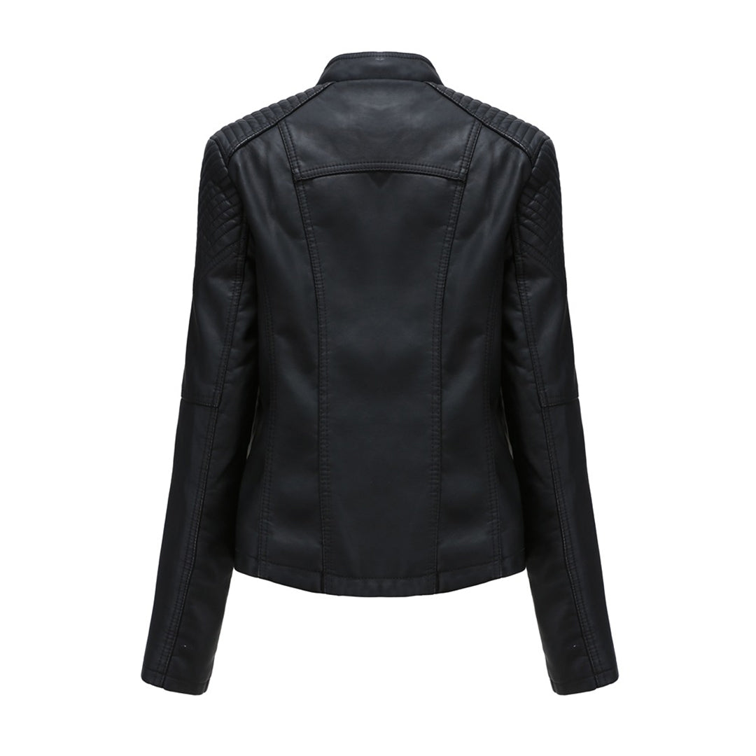 Women's Studded Faux Leather Jacket — View 7