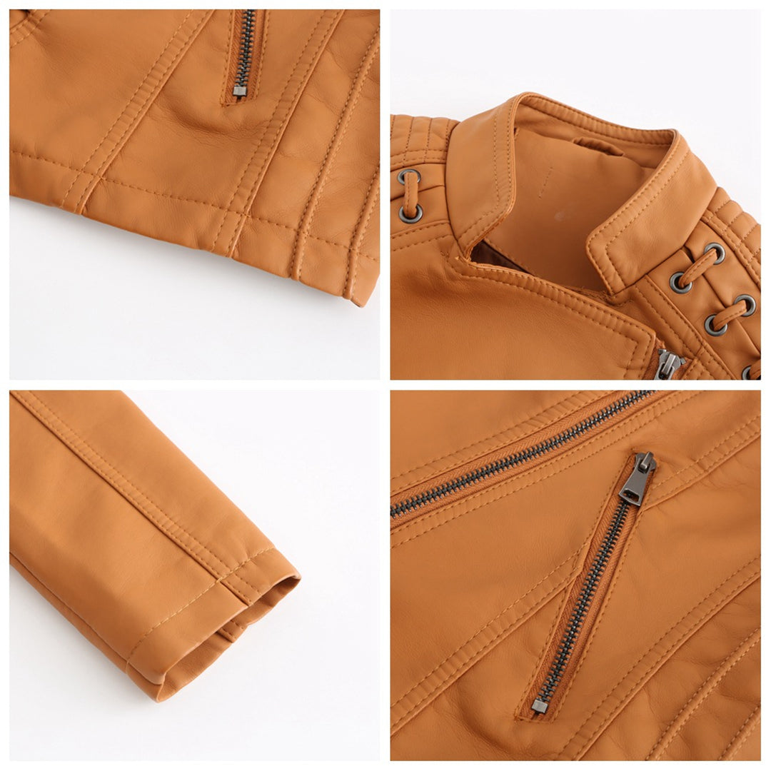 Women's Studded Faux Leather Jacket — View 3