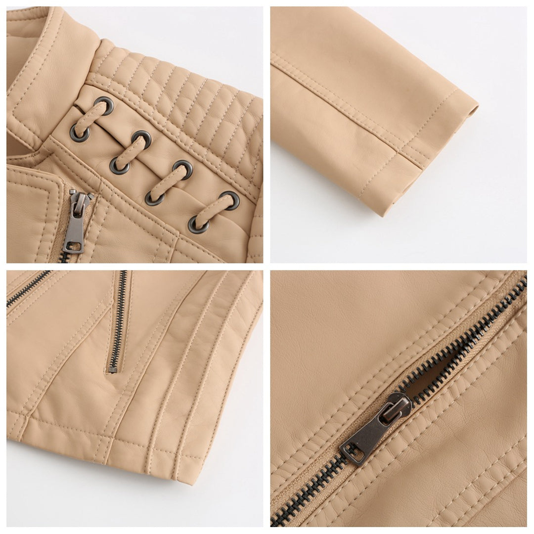Women's Studded Faux Leather Jacket — View 5