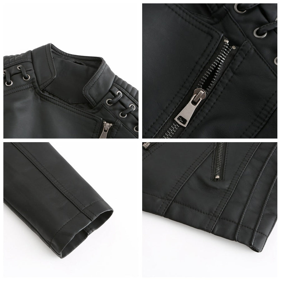 Women's Studded Faux Leather Jacket — View 2