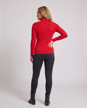 Women's Ribbed Fine Knit Textured Turtleneck Sweater — View 4