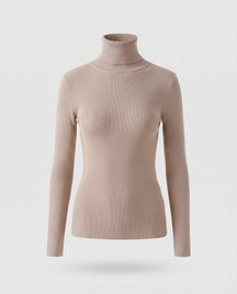 Women's Ribbed Fine Knit Textured Turtleneck Sweater — View 6