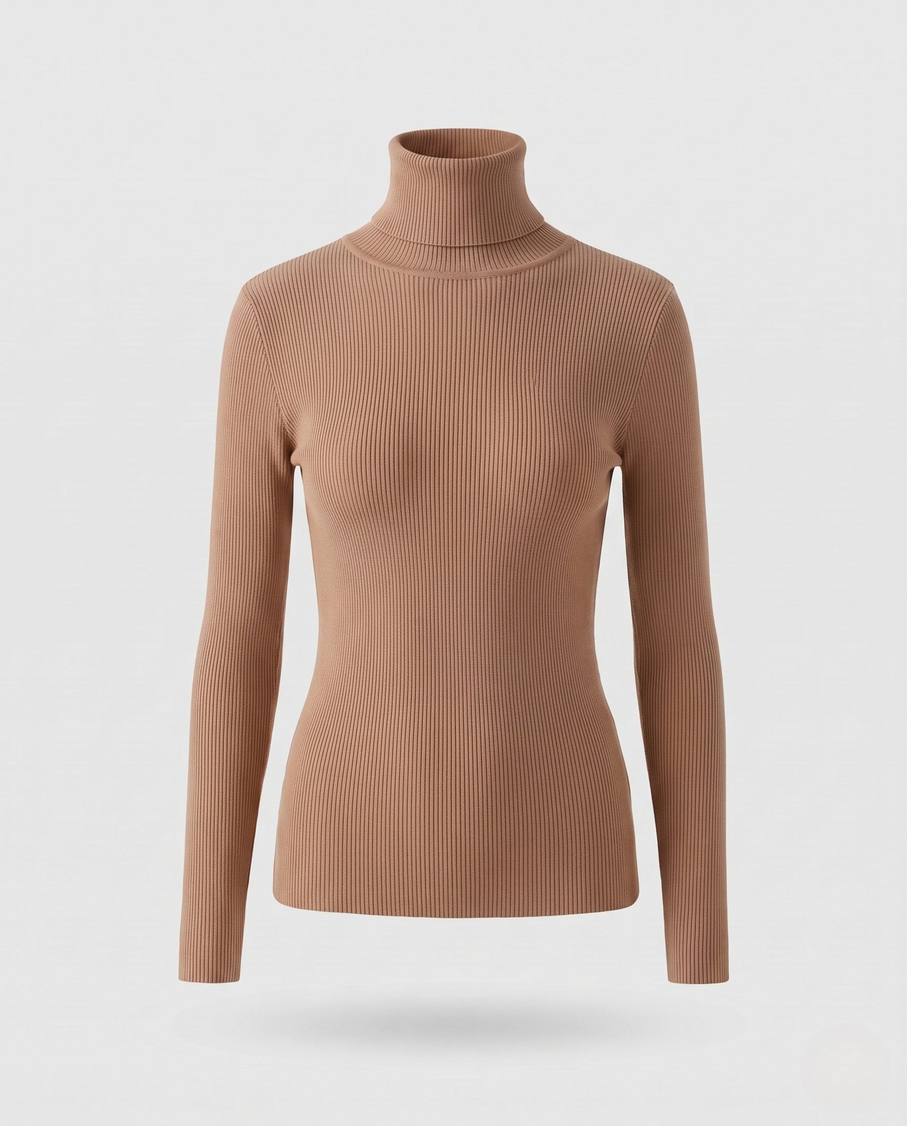 Women's Ribbed Fine Knit Textured Turtleneck Sweater — View 14