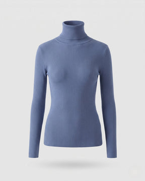 Women's Ribbed Fine Knit Textured Turtleneck Sweater — View 5