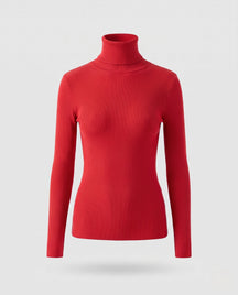 Women's Ribbed Fine Knit Textured Turtleneck Sweater — View 8