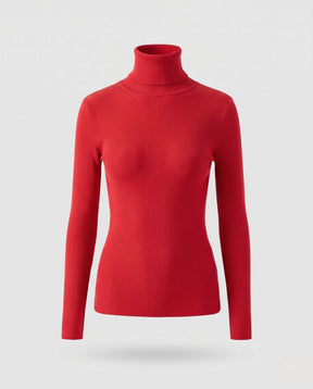 Women's Ribbed Fine Knit Textured Turtleneck Sweater — View 8