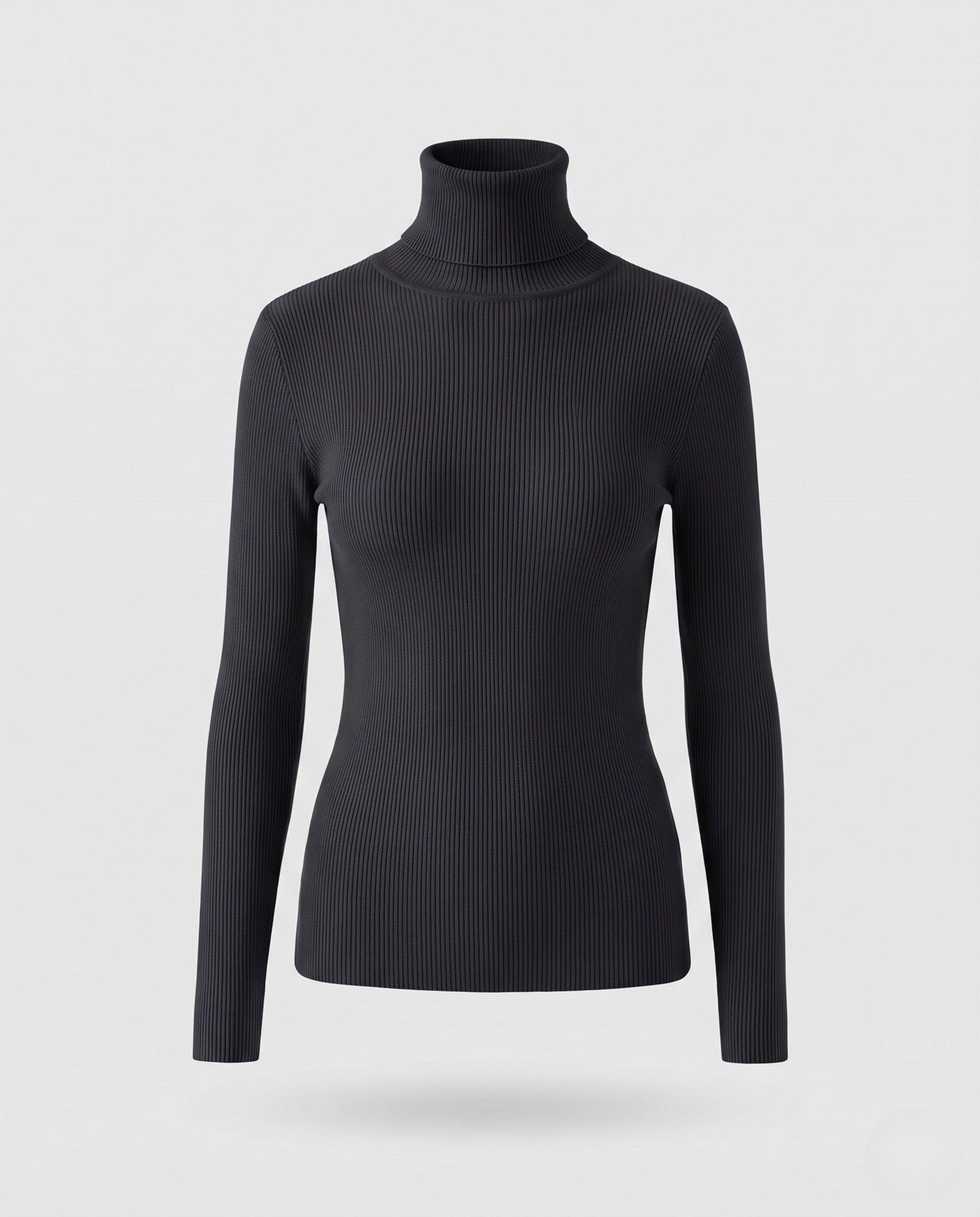 Women's Ribbed Fine Knit Textured Turtleneck Sweater — View 11