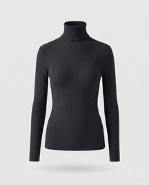 Women's Ribbed Fine Knit Textured Turtleneck Sweater — View 11