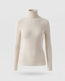 Women's Ribbed Fine Knit Textured Turtleneck Sweater — View 16