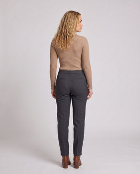 Women's Ribbed Fine Knit Button Detail Turtleneck Sweater — View 4