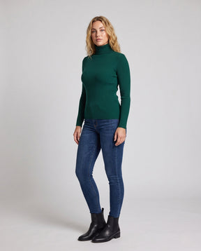 Women's Ribbed Fine Knit Turtleneck Sweater — View 1