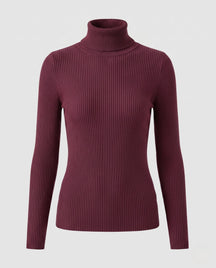 Women's Ribbed Fine Knit Turtleneck Sweater — View 22