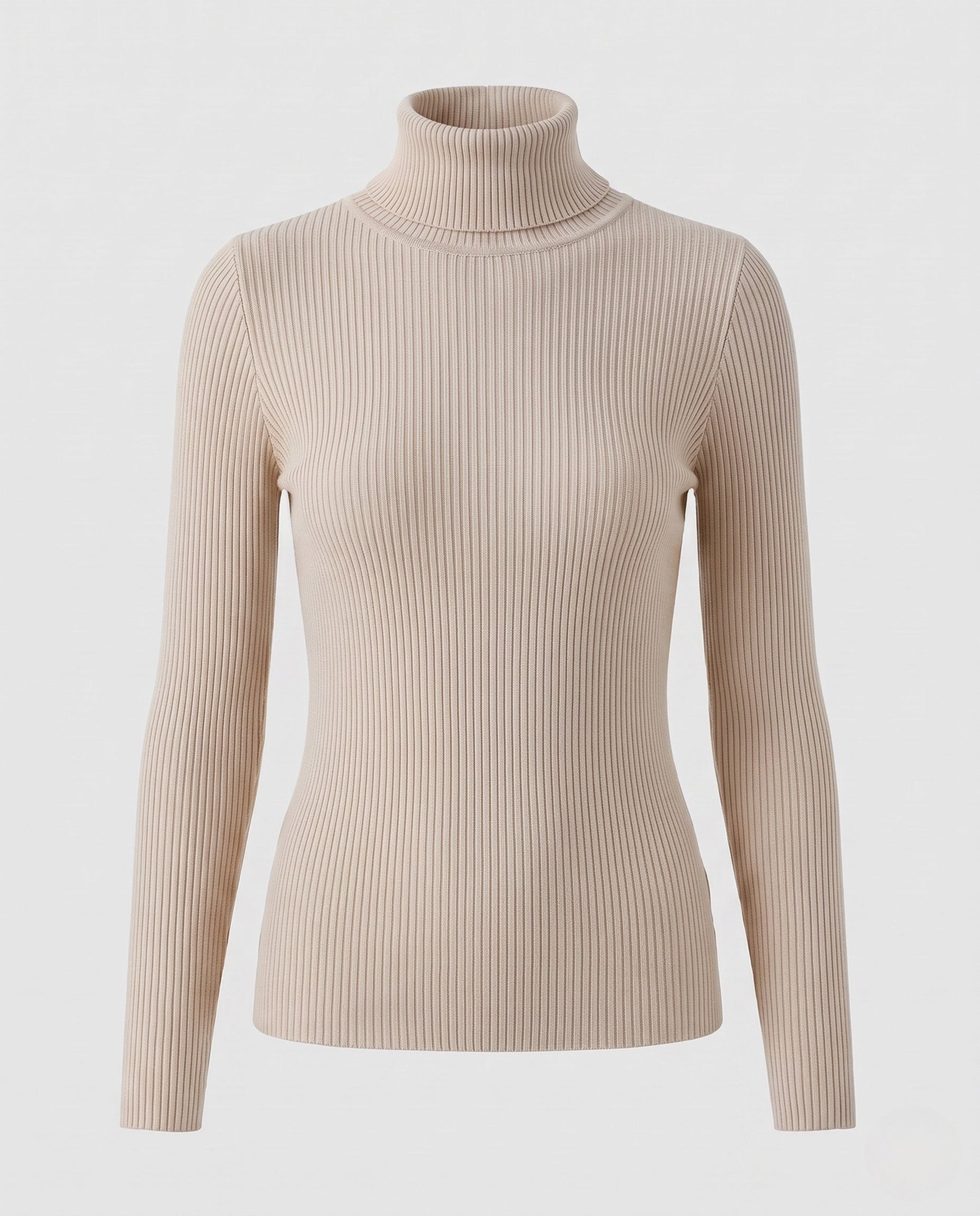 Women's Ribbed Fine Knit Turtleneck Sweater — View 9