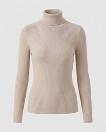 Women's Ribbed Fine Knit Turtleneck Sweater — View 9