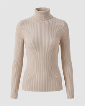 Women's Ribbed Fine Knit Turtleneck Sweater — View 9