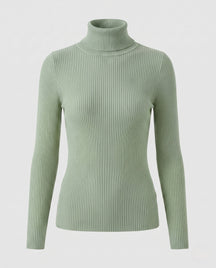 Women's Ribbed Fine Knit Turtleneck Sweater — View 15