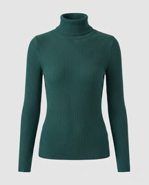 Women's Ribbed Fine Knit Turtleneck Sweater — View 20