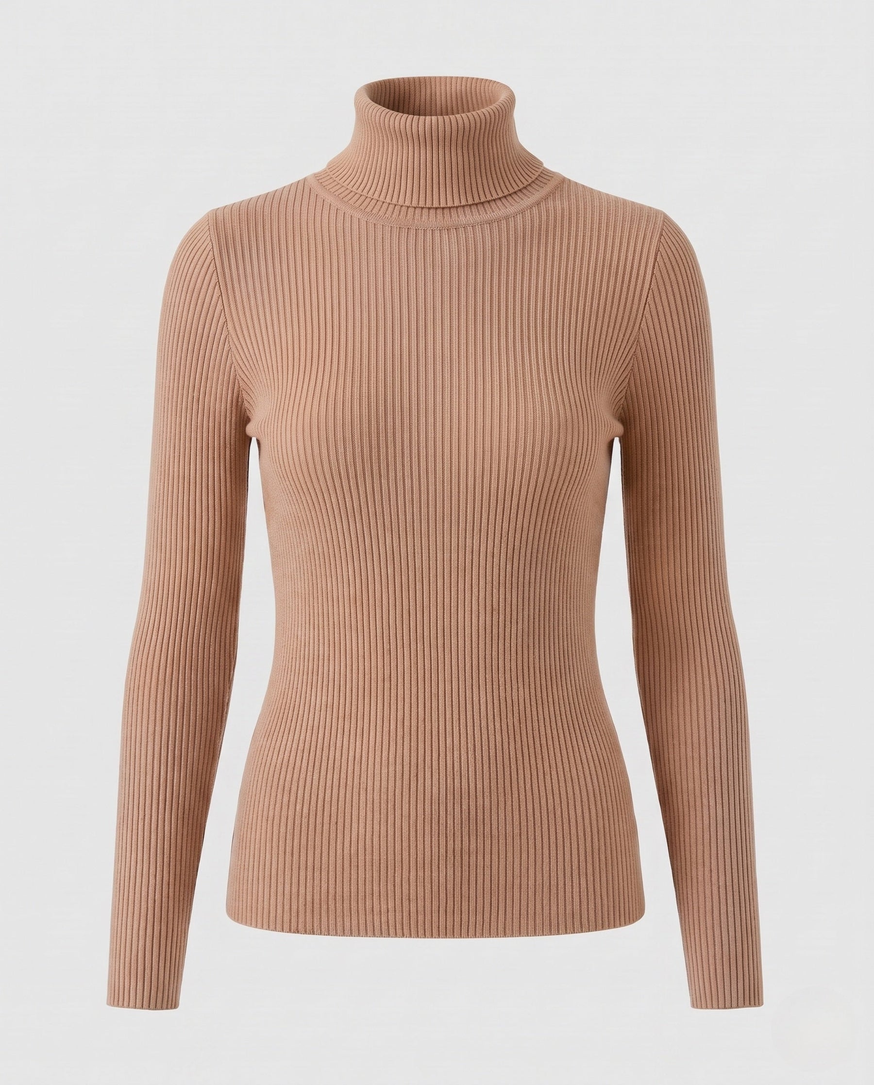 Women's Ribbed Fine Knit Turtleneck Sweater — View 19