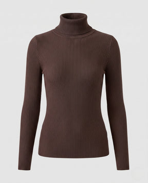 Women's Ribbed Fine Knit Turtleneck Sweater — View 24