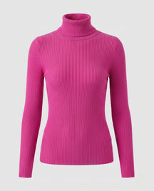 Women's Ribbed Fine Knit Turtleneck Sweater — View 8