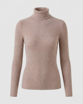 Women's Ribbed Fine Knit Turtleneck Sweater — View 6