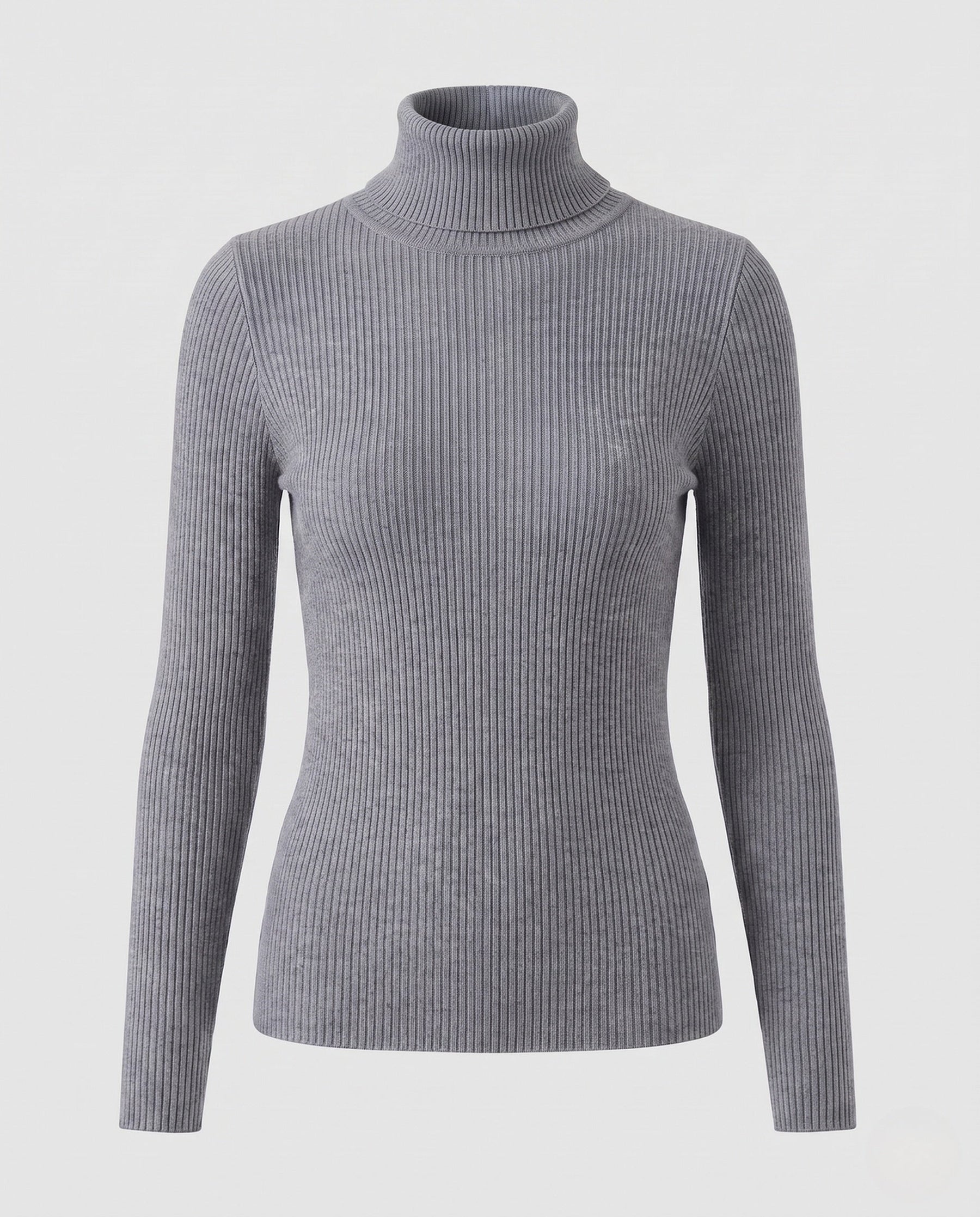Women's Ribbed Fine Knit Turtleneck Sweater — View 14