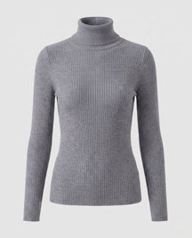Women's Ribbed Fine Knit Turtleneck Sweater — View 14