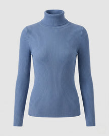 Women's Ribbed Fine Knit Turtleneck Sweater — View 5
