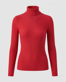 Women's Ribbed Fine Knit Turtleneck Sweater — View 13