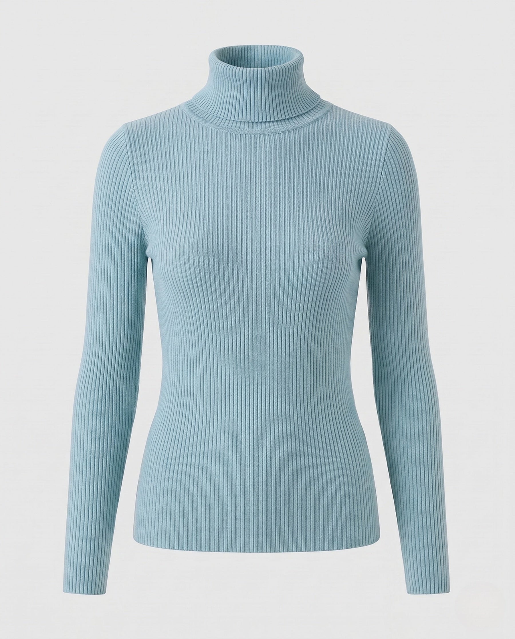 Women's Ribbed Fine Knit Turtleneck Sweater — View 10
