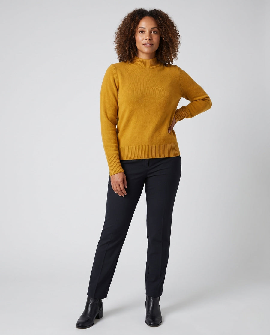 Women's Cashmere Fitted Ribbed Turtleneck Sweater — View 1