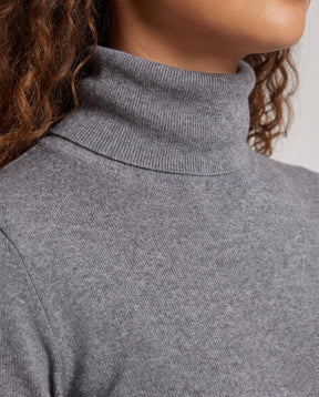 Women's Cashmere Blend Fine Knit Turtleneck Sweater — View 3