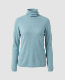 Women's Cashmere Blend Fine Knit Turtleneck Sweater — View 16