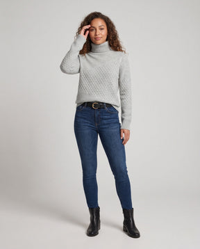 Women's Mohair Ribbed Textured Turtleneck Sweater — View 1