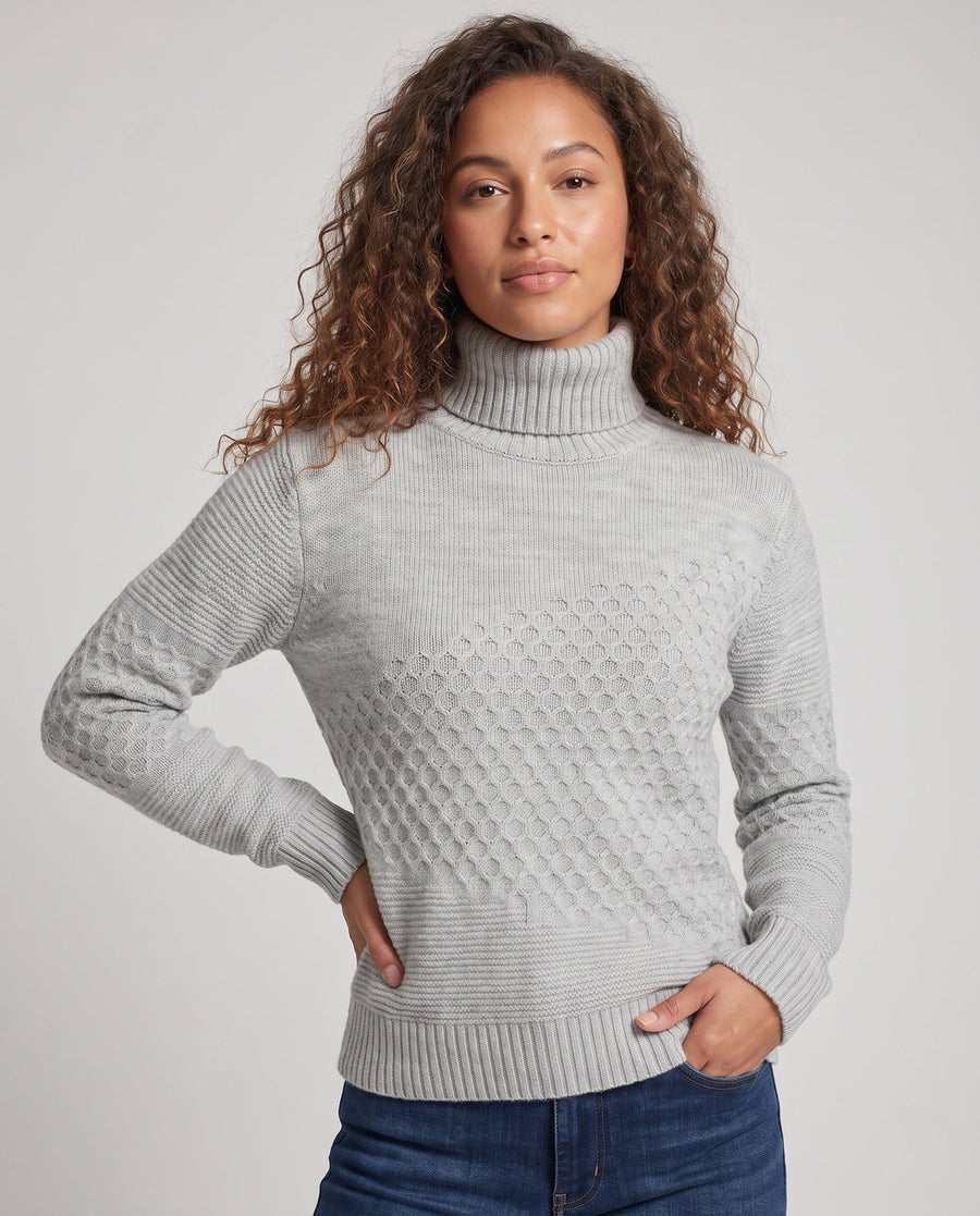 Women's Mohair Ribbed Textured Turtleneck Sweater — View 2