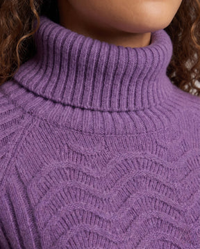 Women's Mohair Ribbed Drop Shoulder Turtleneck Sweater — View 3