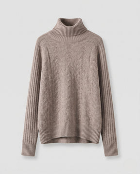 Women's Mohair Ribbed Drop Shoulder Turtleneck Sweater — View 8