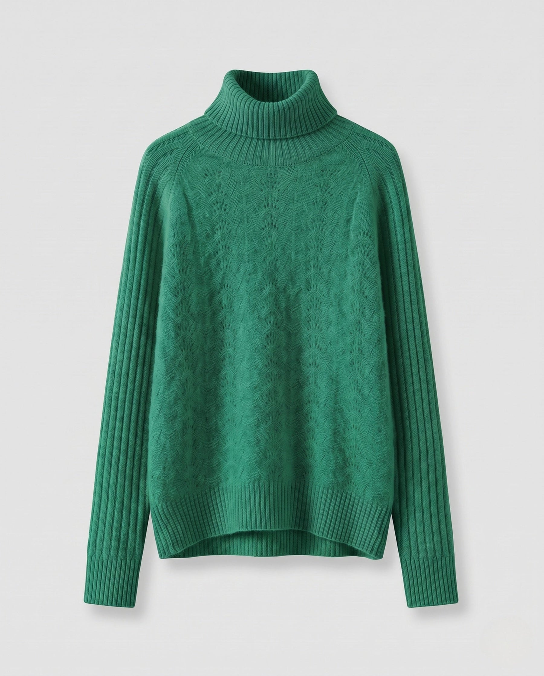 Women's Mohair Ribbed Drop Shoulder Turtleneck Sweater — View 7