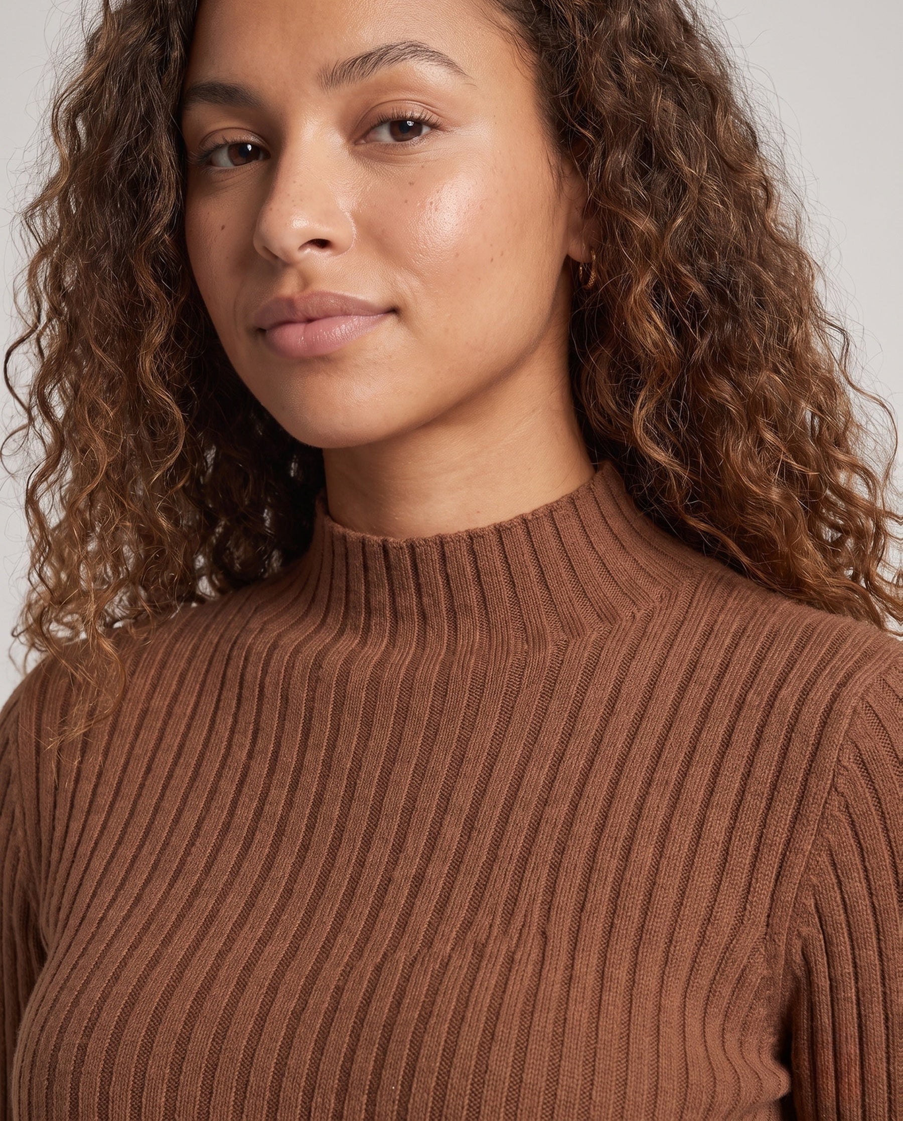 Women's Ribbed Fine Knit Turtleneck Sweater — View 3