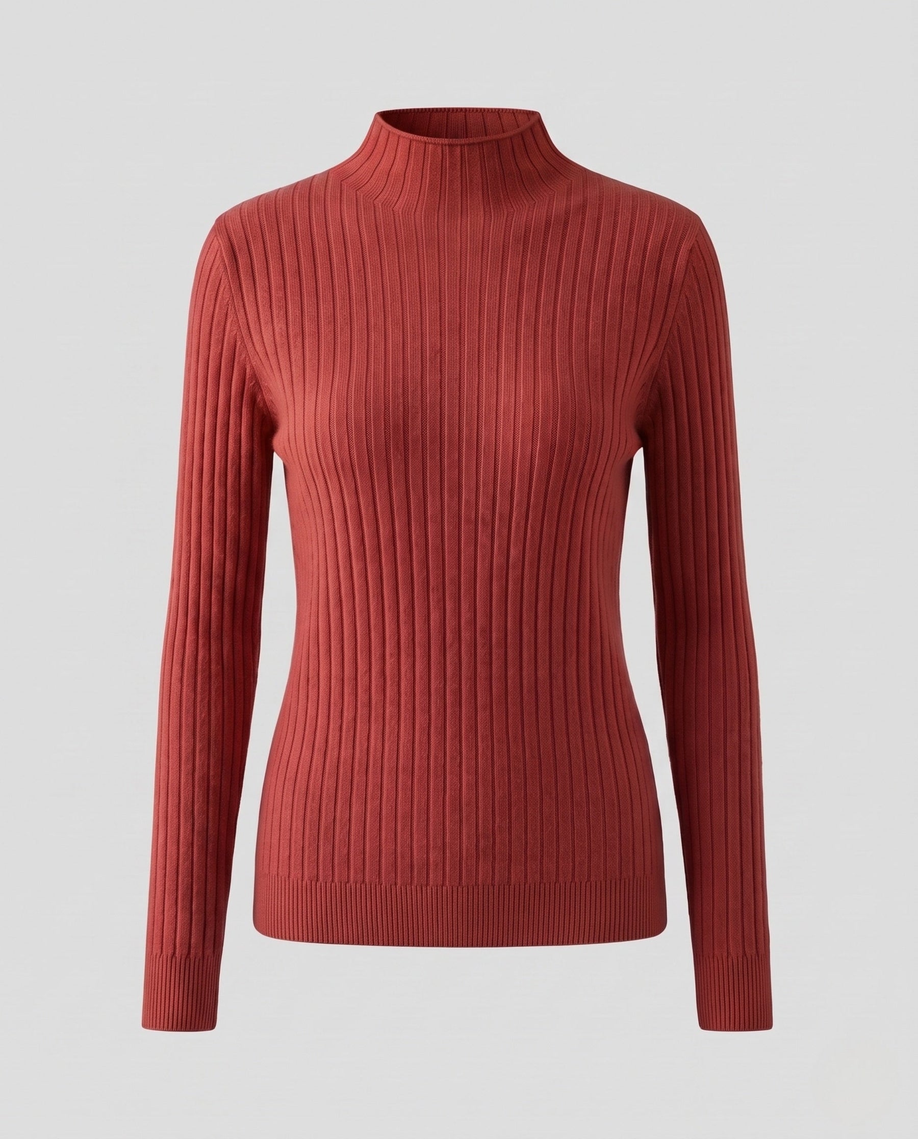 Women's Ribbed Fine Knit Turtleneck Sweater — View 19