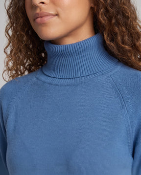 Women's Ribbed Fine Knit Raglan Sleeve Turtleneck Sweater — View 3