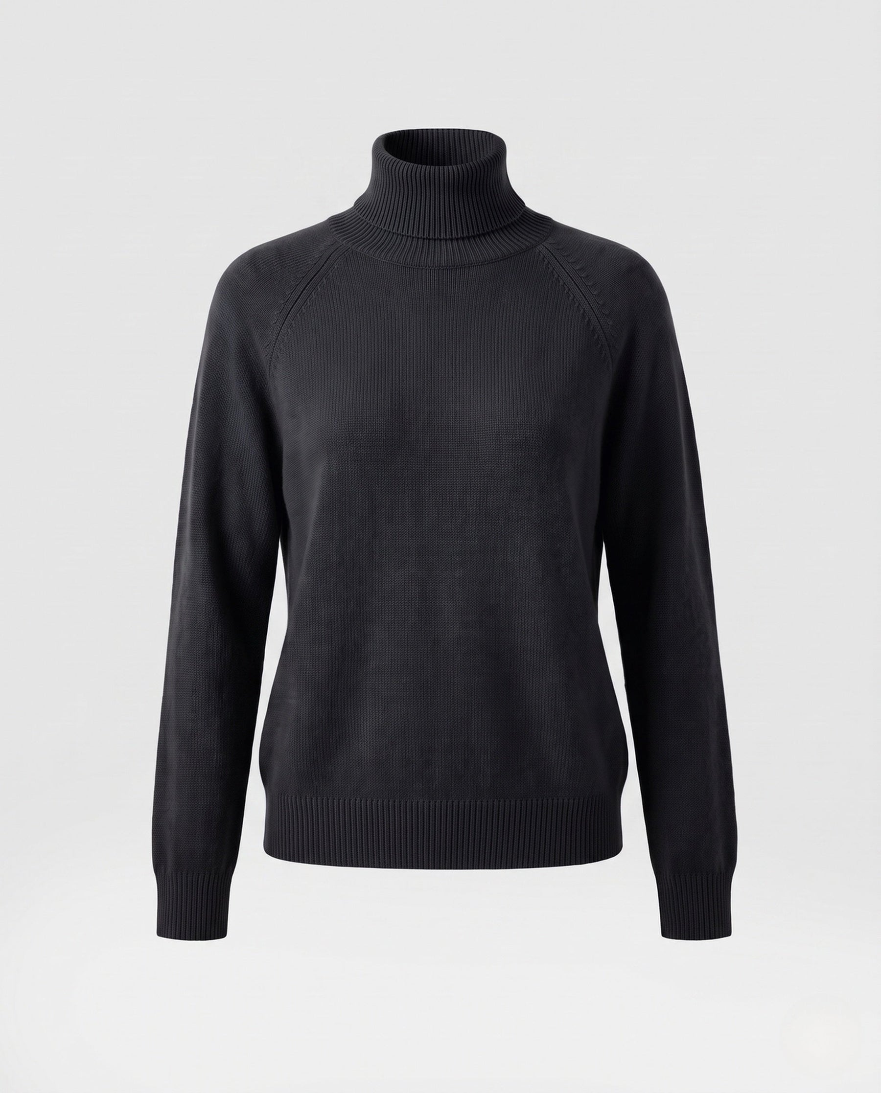 Women's Ribbed Fine Knit Raglan Sleeve Turtleneck Sweater — View 8