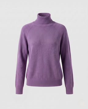 Women's Ribbed Fine Knit Raglan Sleeve Turtleneck Sweater — View 9