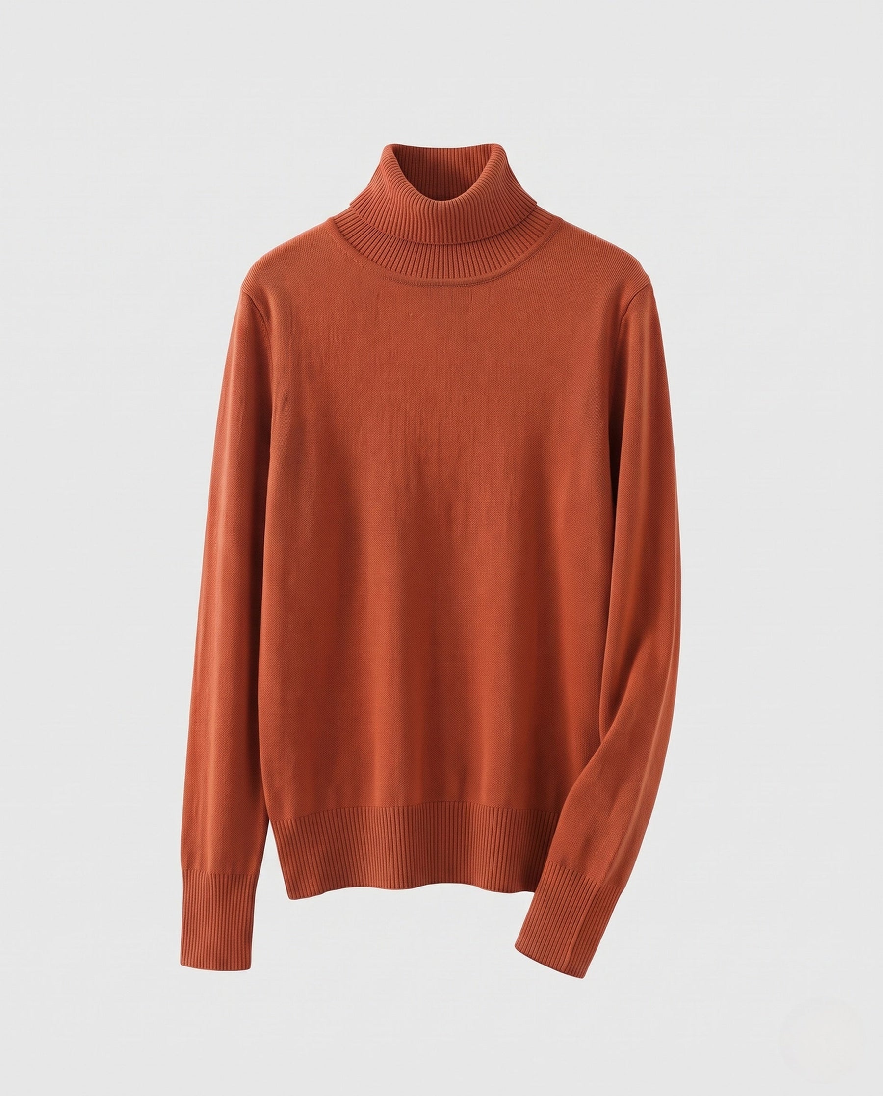 Women's Ribbed Fine Knit Thumbhole Turtleneck Sweater — View 8
