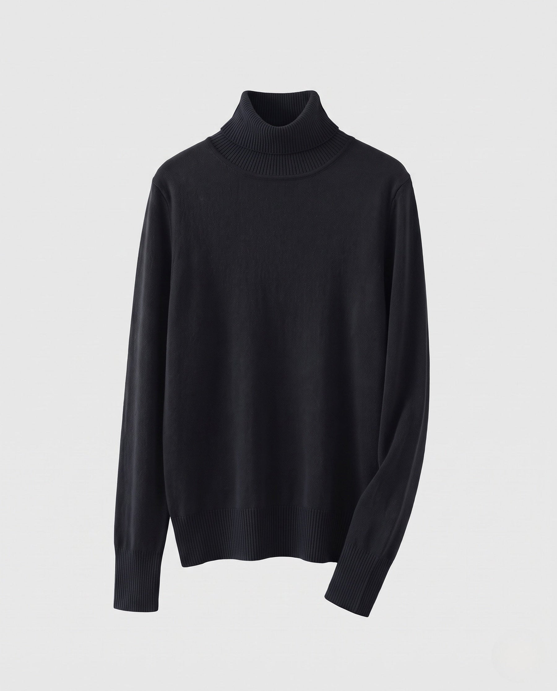 Women's Ribbed Fine Knit Thumbhole Turtleneck Sweater — View 12
