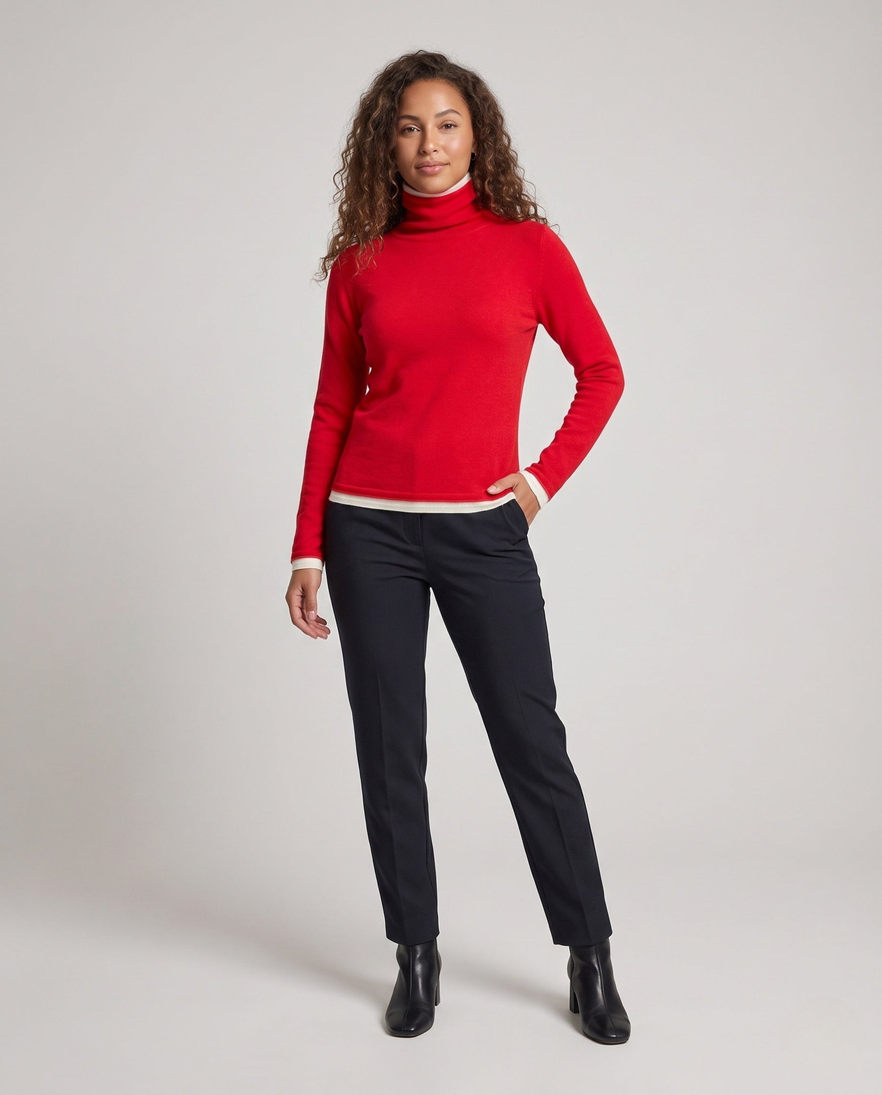 Women's Fine Knit Turtleneck Sweater — View 1