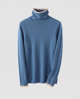 Women's Cashmere Fine Knit Colorblock Turtleneck Sweater — View 5